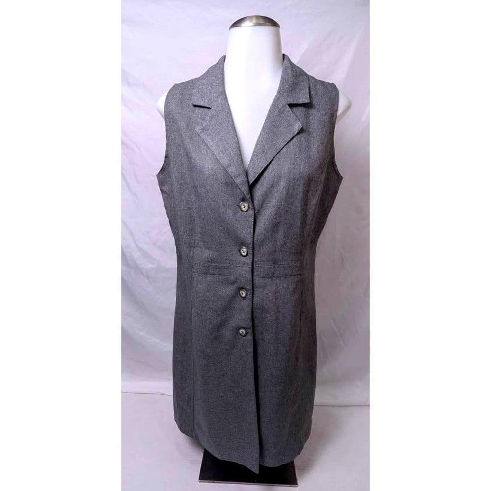 VTG. Allen Samo U.S.A.~Grey/V-Neck/ Sleeveless/Button Detail Women's Dress~SMALL